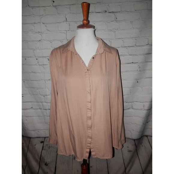 Hayden Top XL Button Front Open Back Beige - Picture 1 of 4